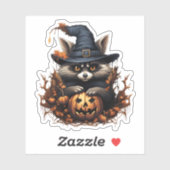 Wildtier mit Pumpkin Cartoon Halloween Raccoon Aufkleber (Blatt)