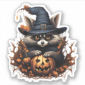 Wildtier mit Pumpkin Cartoon Halloween Raccoon Aufkleber (Vorderseite)