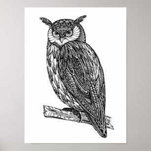 Wildtier-Owl Doodle 2 Poster