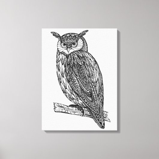 Wildtier-Owl Doodle 6 Leinwanddruck (Vorderseite)