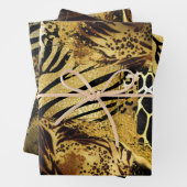 Wildtier Safari-Skin-Muster Gold Schwarz Geschenkpapier Set (Beispiel)