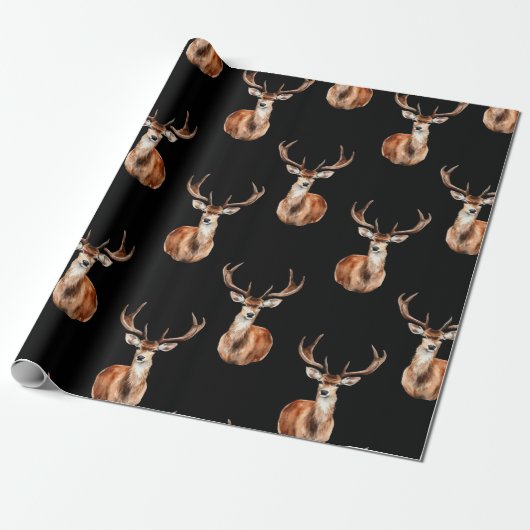 Wildtier Wildlife Black Geschenkpapier (Ungerollt)