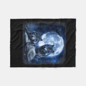 Wildtier Wolf Heulen Mond Wald Natur Wild Fleecedecke (Vorderseite (Horizontal))