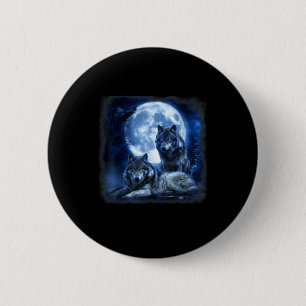 Wildtier Wolf heult Mond Wald Natur wild Button
