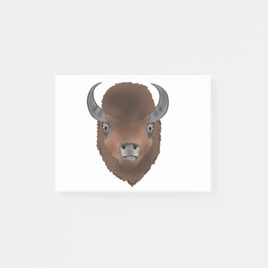 Wildtierart Bison Head Büffel Post-it Klebezettel (Vorderseite)