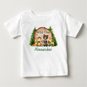 Wildtiere, 1. Geburtstag, Rustikale Bäume, Waldti Baby T-shirt
