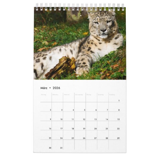 Wildtiere als Kalender (Mär 2026)