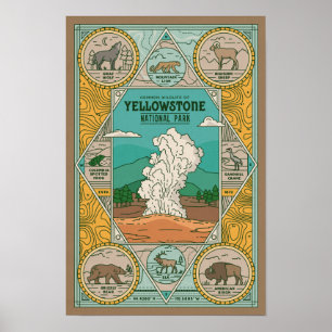 Wildtiere aus Yellowstone Vintage Poster