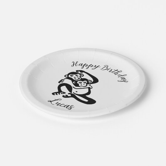 Wildtiere - BONOBO - Schimpansen - Glücklicher Geb Pappteller (Schrägansicht)