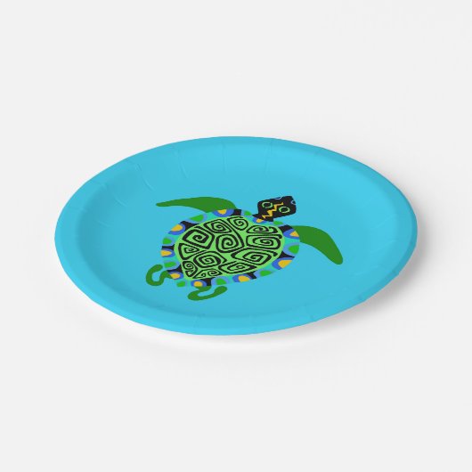 Wildtiere - Cooles Meer - TURTLE - Aqua-Party Pappteller (Schrägansicht)