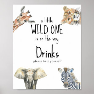 Wildtiere der Wasserfarben - Getränke Poster