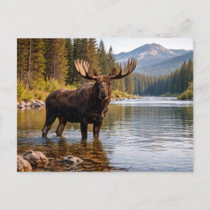 Wildtiere Elche Wildnis Fluss Postkarte