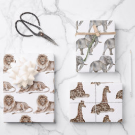 Wildtiere Geschenkpapier Set