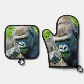 WILDTIERE - GORILLAS OFENHANDSCHUH & Topflappen-Set (Vorderseite)