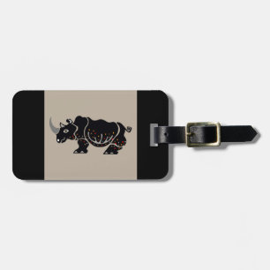 Wildtiere - Grafik - RHINOCEROS - gefährdete Tiere Gepäckanhänger