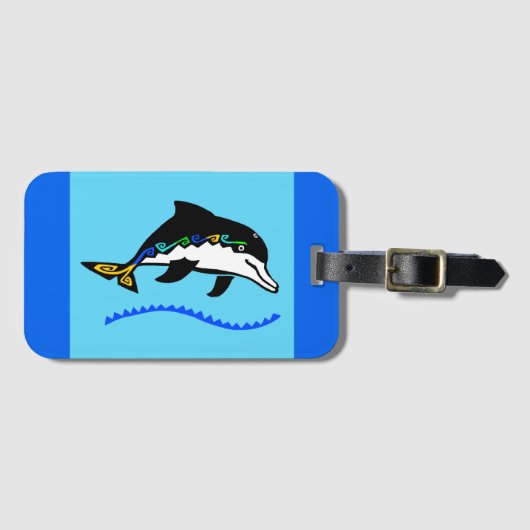 Wildtiere - Happy DOLPHIN - Reise - Natur — Gepäckanhänger (Vorderseite (Horizontal))