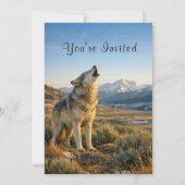 Wildtiere Heulender Grauer Wolf Geburtstag Einladung (Rückseite)