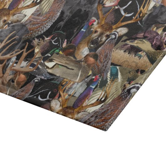 Wildtiere, Hirsche, Enten und Fasanenjagd Schneidebrett (Ecke)