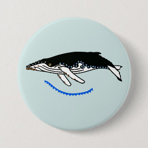 Wildtiere - Humpback WHALE Wildlife - Aqua Button