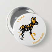 Wildtiere - I Liebe Anstrichene Hunde - Wildtiere  Button (Vorne & Hinten)
