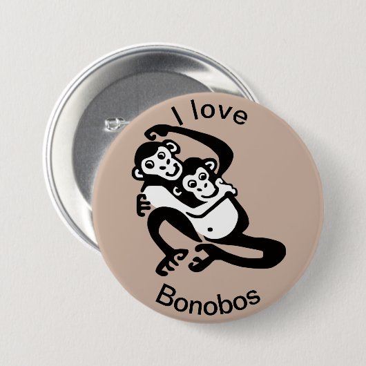 Wildtiere - I Liebe BONOBOS - Schimpansen - Button (Vorne & Hinten)