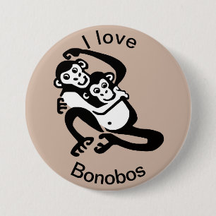 Wildtiere - I Liebe BONOBOS - Schimpansen - Button