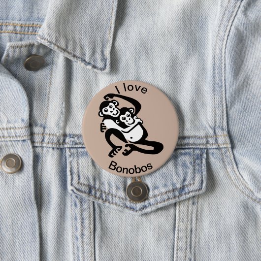 Wildtiere - I Liebe BONOBOS - Schimpansen - Button (Beispiel)
