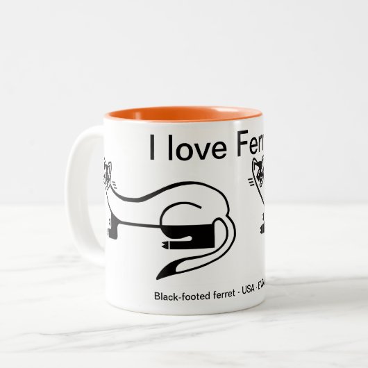 Wildtiere - I Liebe FERRETS - Tierfreund - Natur Zweifarbige Tasse (Vorderseite Links)