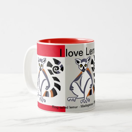 Wildtiere - I Liebe LEMURS - Natur - Madagaskar Zweifarbige Tasse (Vorderseite Links)