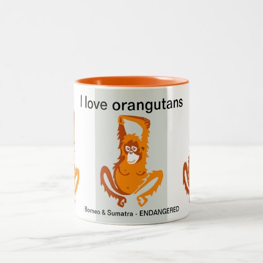 Wildtiere - I Liebe Orangutans - Tierliebhaber - Zweifarbige Tasse (Mittel)