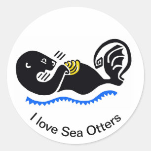 Wildtiere - I Liebe Sea OTTERS - Natur - Runder Aufkleber