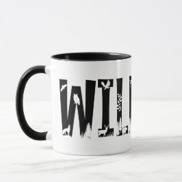 Wildtiere im Freien Typografie des Naturwaldes Tasse