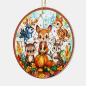 Wildtiere im Herbst Keramik Ornament (Links)