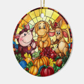 Wildtiere im Herbst Keramik Ornament (Links)