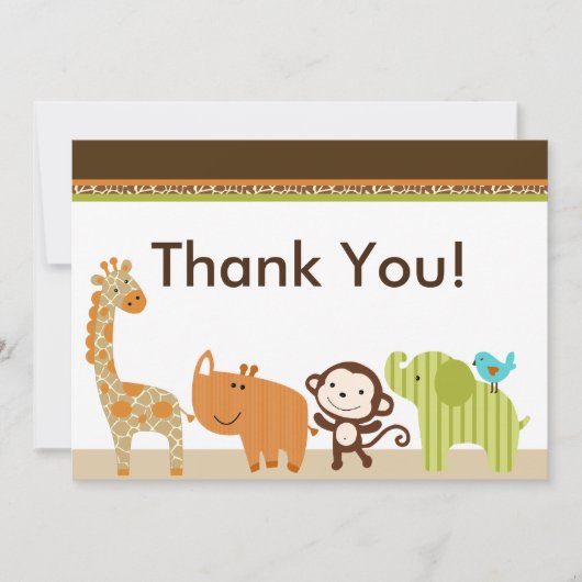 Wildtiere Jungle Danke Karte (Vorderseite)