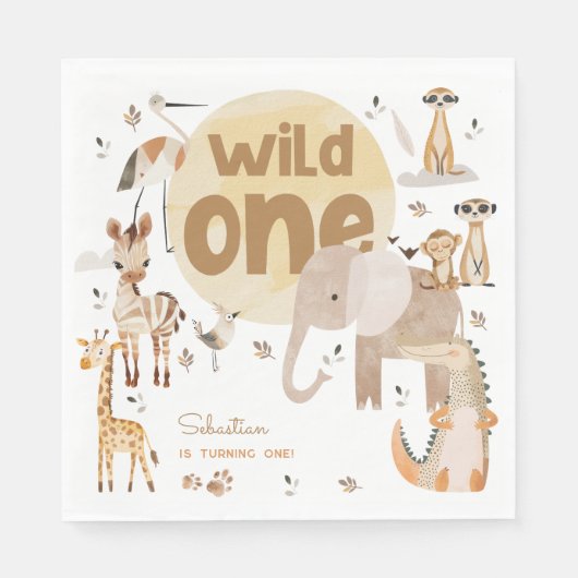 Wildtiere Kindergeburtstag Serviette (Vorderseite)