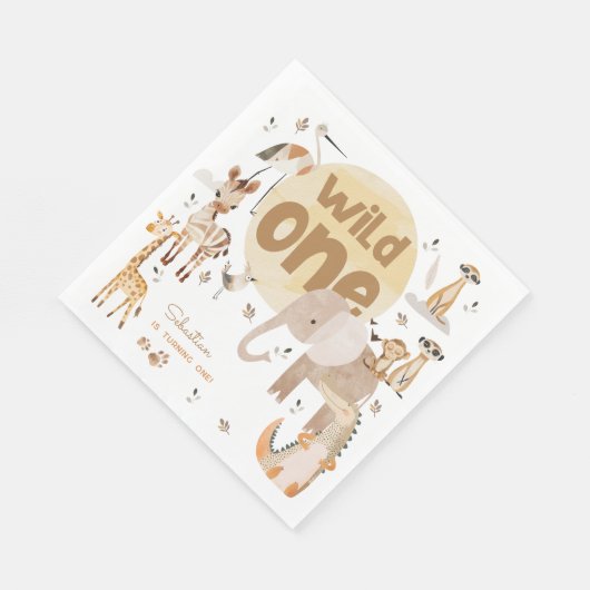 Wildtiere Kindergeburtstag Serviette (Ecke)