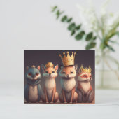 Wildtiere mit Kronen Postkarte (Stehend Vorderseite)