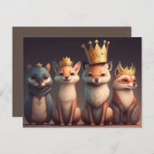 Wildtiere mit Kronen Postkarte (Vorne/Hinten)