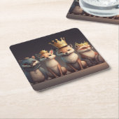 Wildtiere mit Kronen Rechteckiger Pappuntersetzer (angewinkelt)