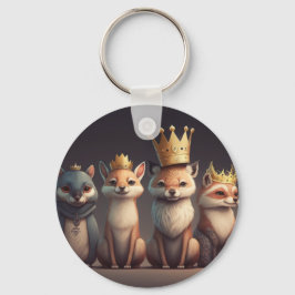 Wildtiere mit Kronen Schlüsselanhänger