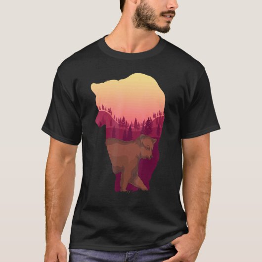 Wildtiere Naturwald Bäume Brauner Bär T-Shirt (Vorderseite)