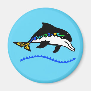 Wildtiere - Niedliches DOLPHIN - Natur - Ozeanblau Magnet