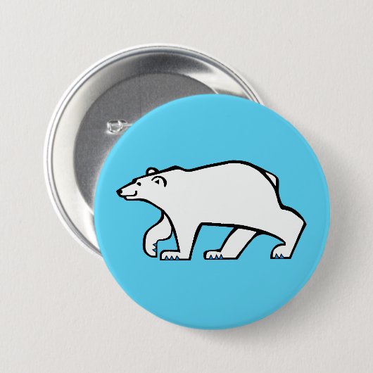 Wildtiere - Polar BEAR - Wildtiere - Eisblau Button (Vorne & Hinten)