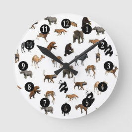 Wildtiere Runde Wanduhr