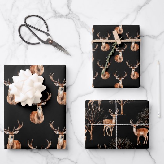 Wildtiere rustikal geschenkpapier set (Vorderseite)