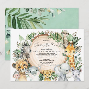 Wildtiere Safari Greenerenery Baby Shower by Mail Einladung