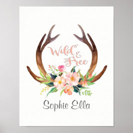 Wildtiere und Blume Poster