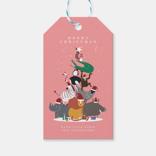 Wildtiere Weihnachtsbaum Geschenkanhänger (Vorderseite)