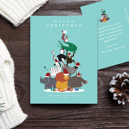 Wildtiere Weihnachtsbaum Weihnachtsfeiertage Postk Feiertagspostkarte